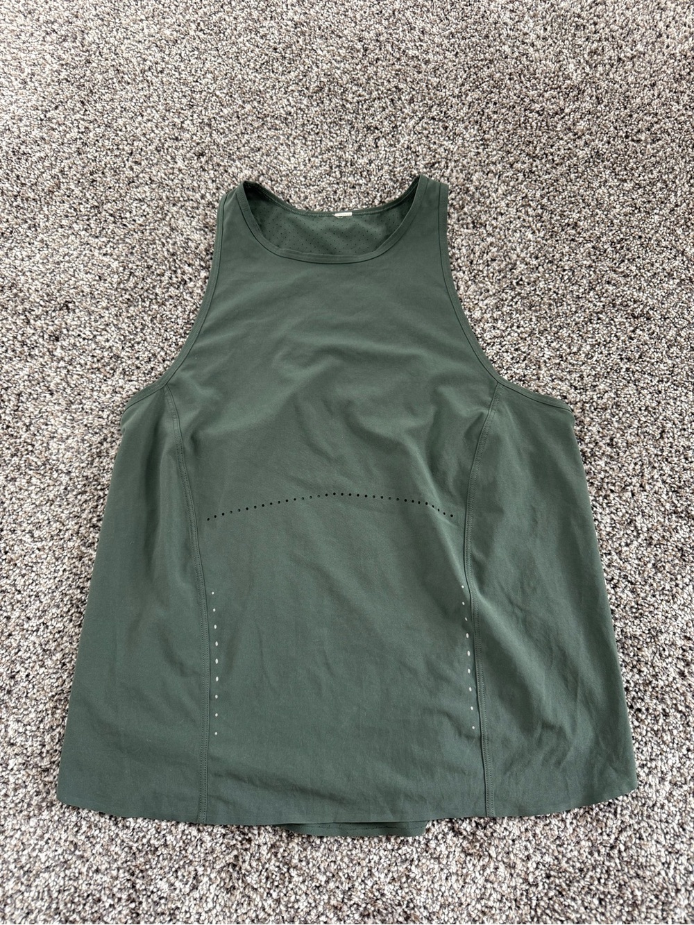 lululemon athletica Olive Green Perforated High-Neck Tank